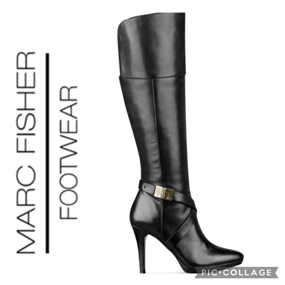 MARC FISHER “Tracey 3” Black Leather Heeled Boots 5